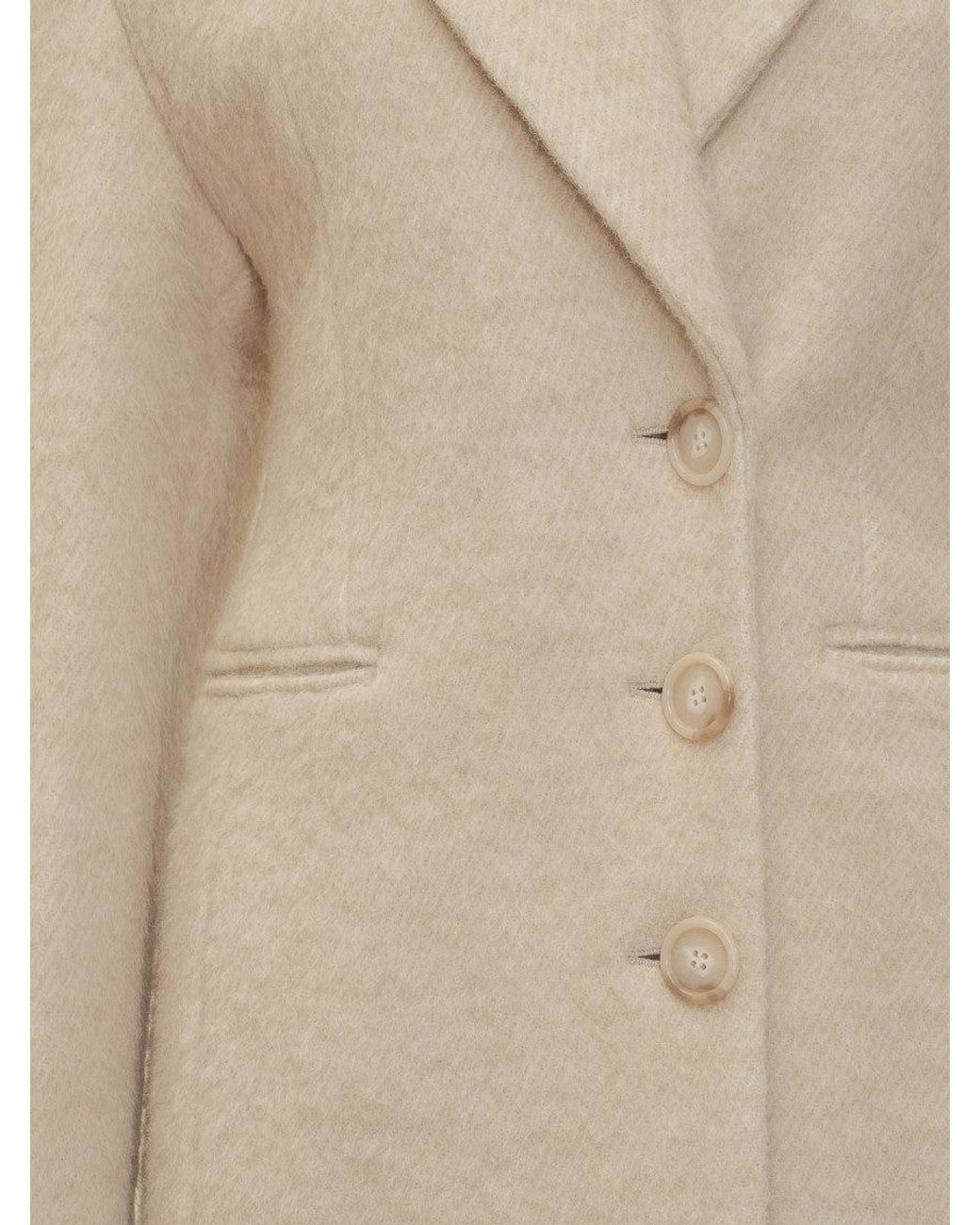 ANDAMANE Natural Off Peaked Lapel Trench Coat