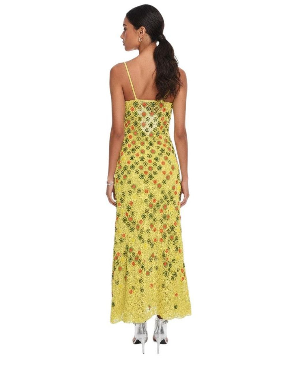 Bottega Veneta Yellow Floral V Neck Maxi Dress