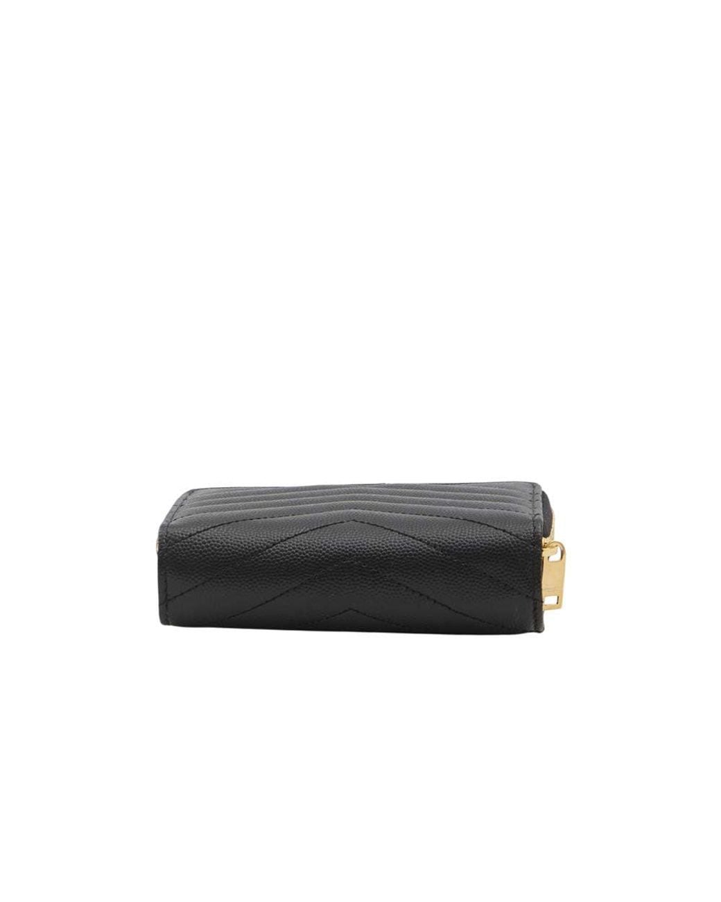 Saint Laurent Black Cassandre Logo Wallet