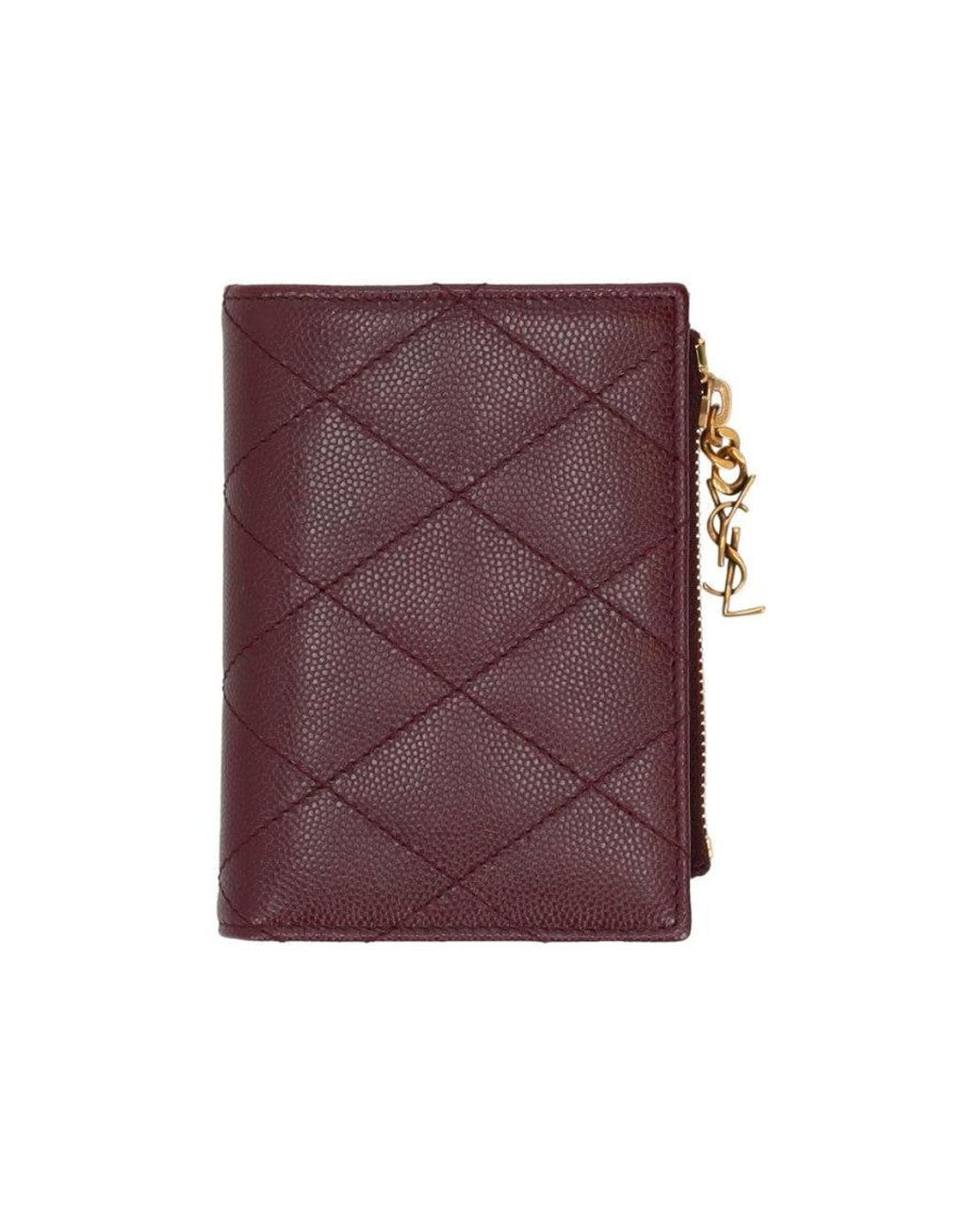 Saint Laurent Purple Wine Quilted Card Holder