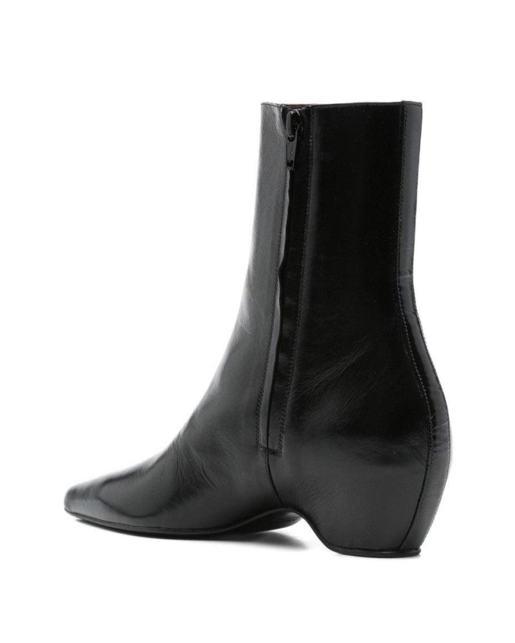 Khaite Black Leather Boots