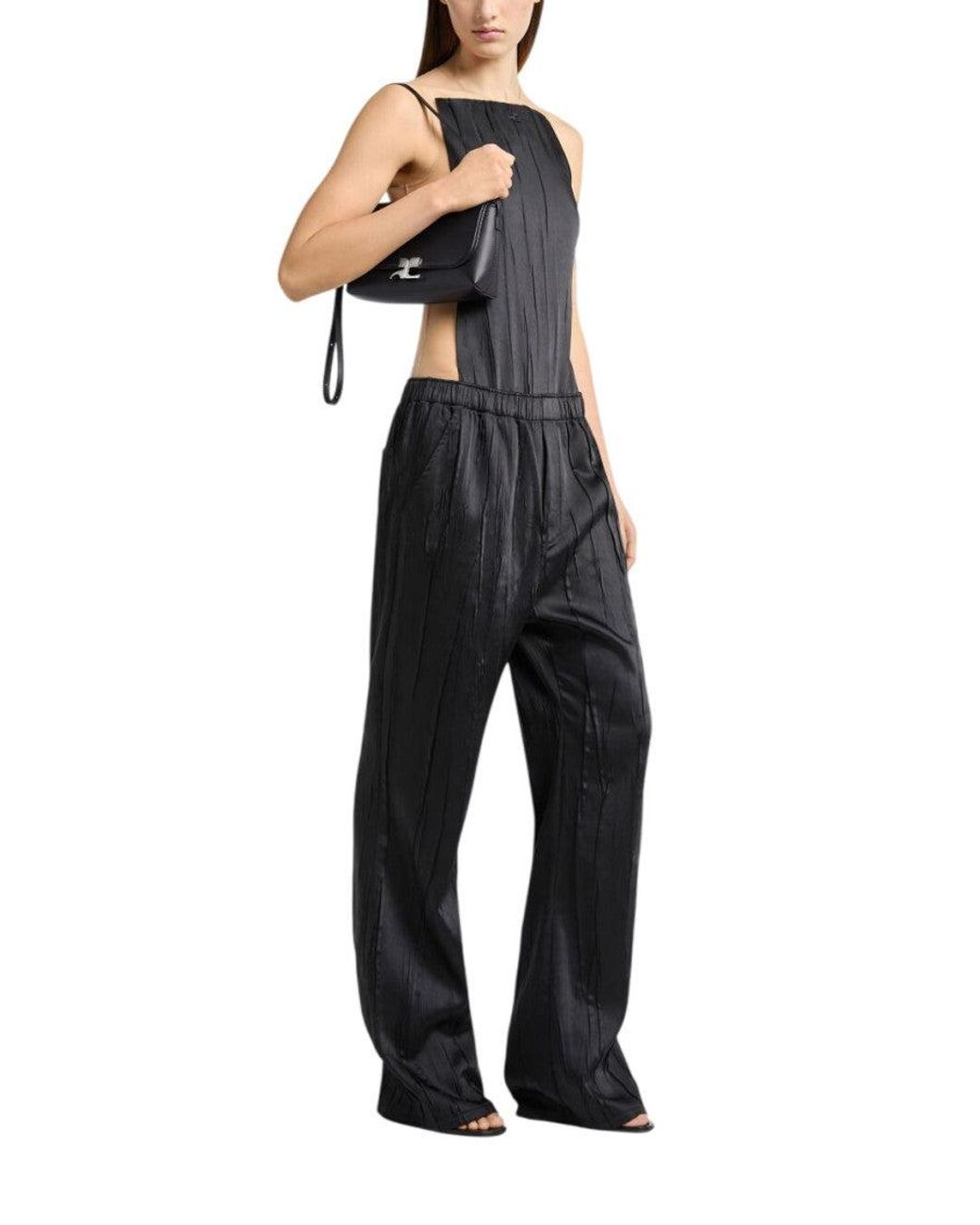 Courreges Black Icotype Small Shoulder Bag