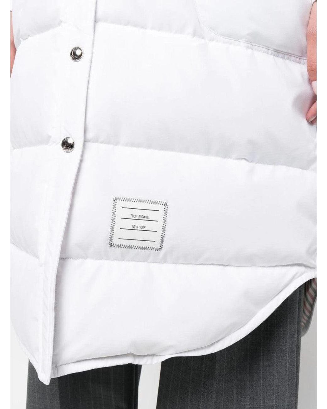 Thom Browne White 4-Bar Hooded Padded Coat