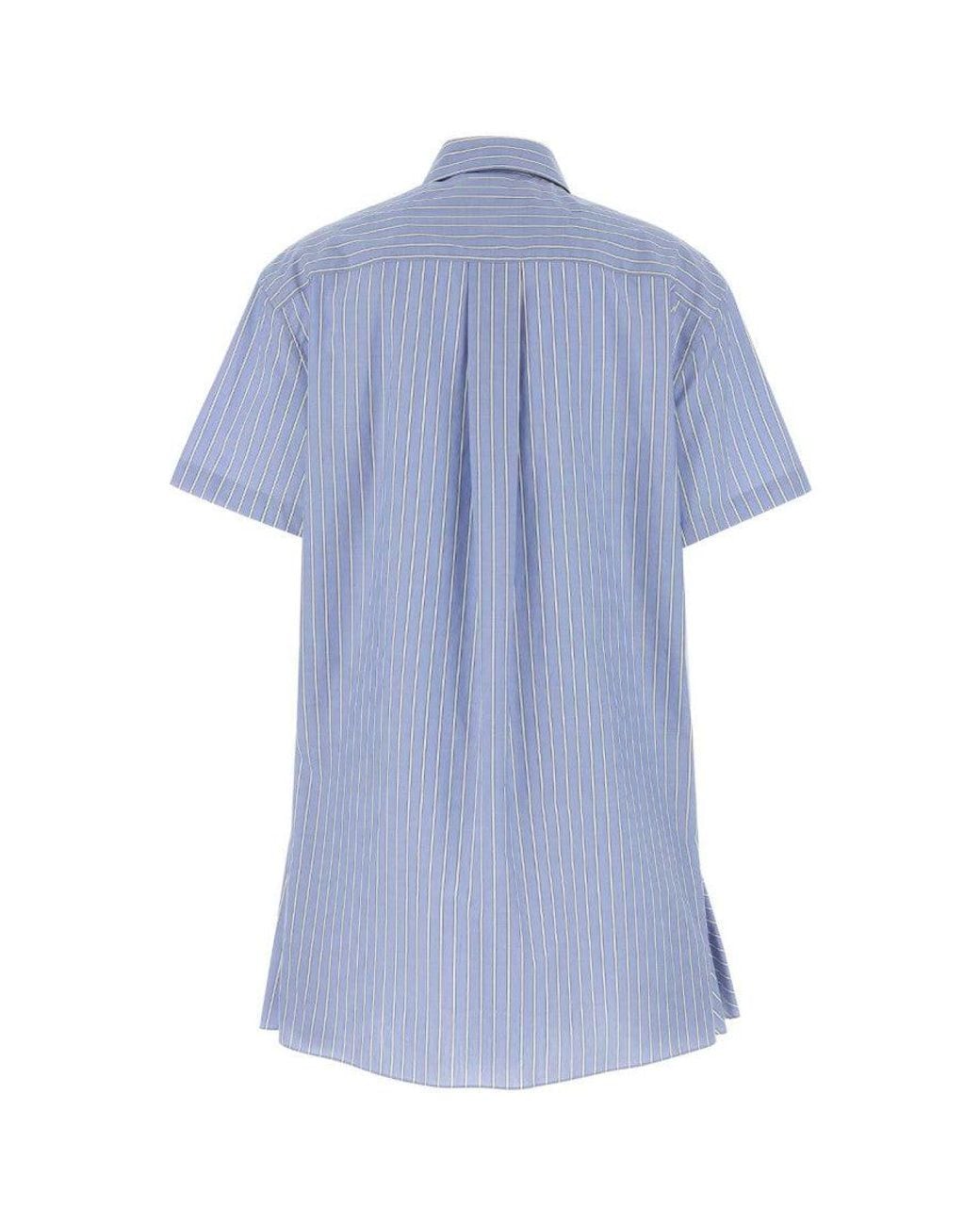Marni Blue Cotton Poplin Striped Shirt Dress