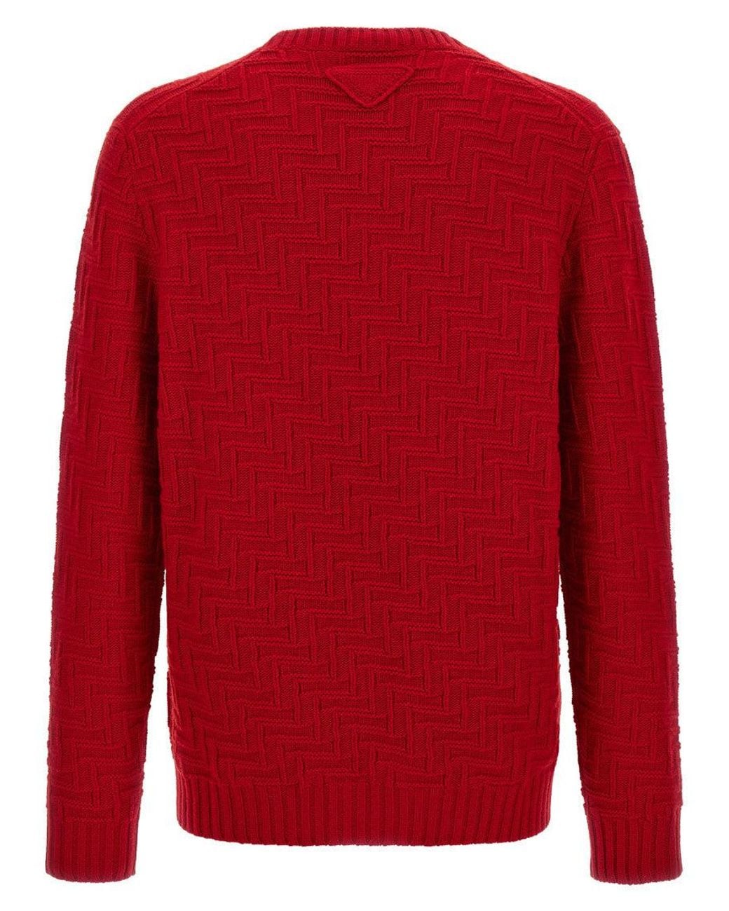 Prada Red Prada Geometric-Knit Virgin Wool And Cashmere Sweater for men