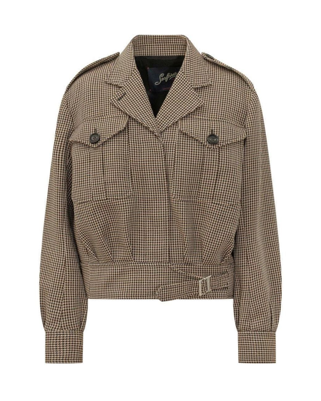 Seafarer Brown Houndstooth Notched Lapel Jacket