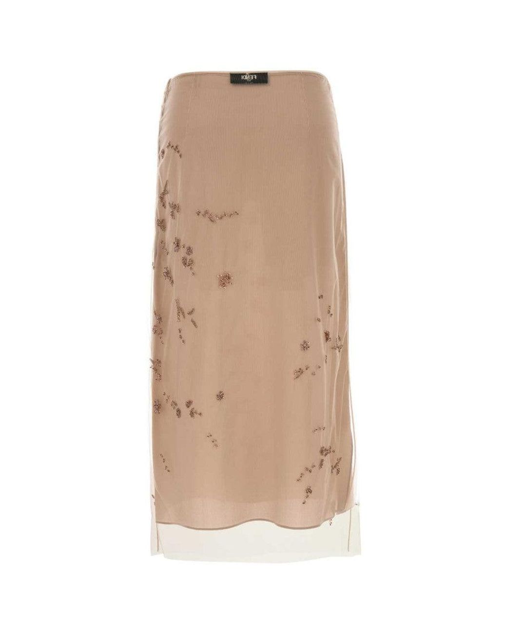 Fendi Natural Antiqued Tulle Skirt