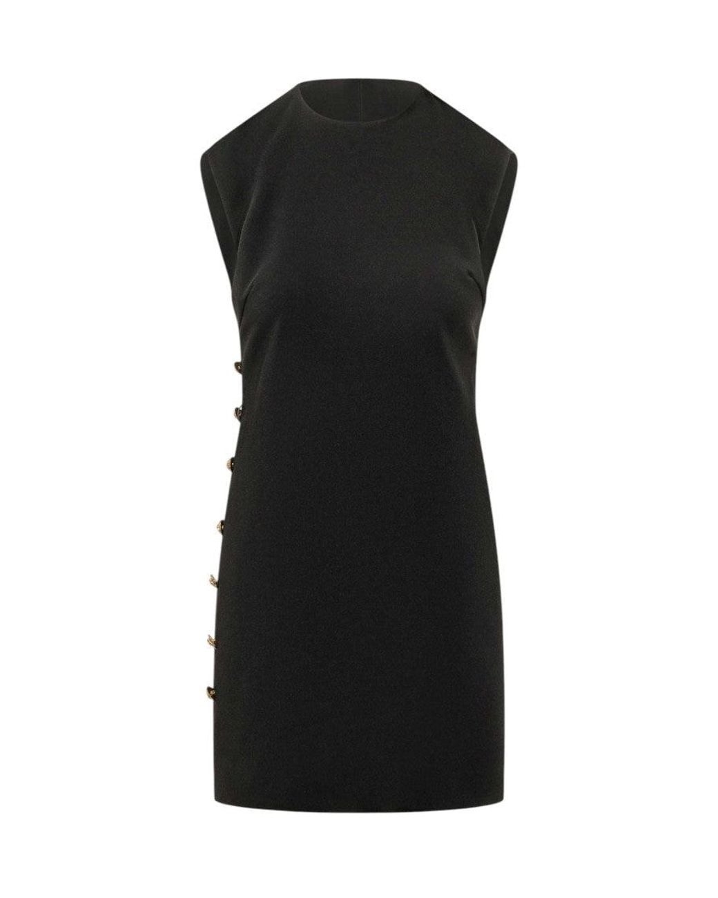 Versace Black Solid Crew Neck Mini Dress