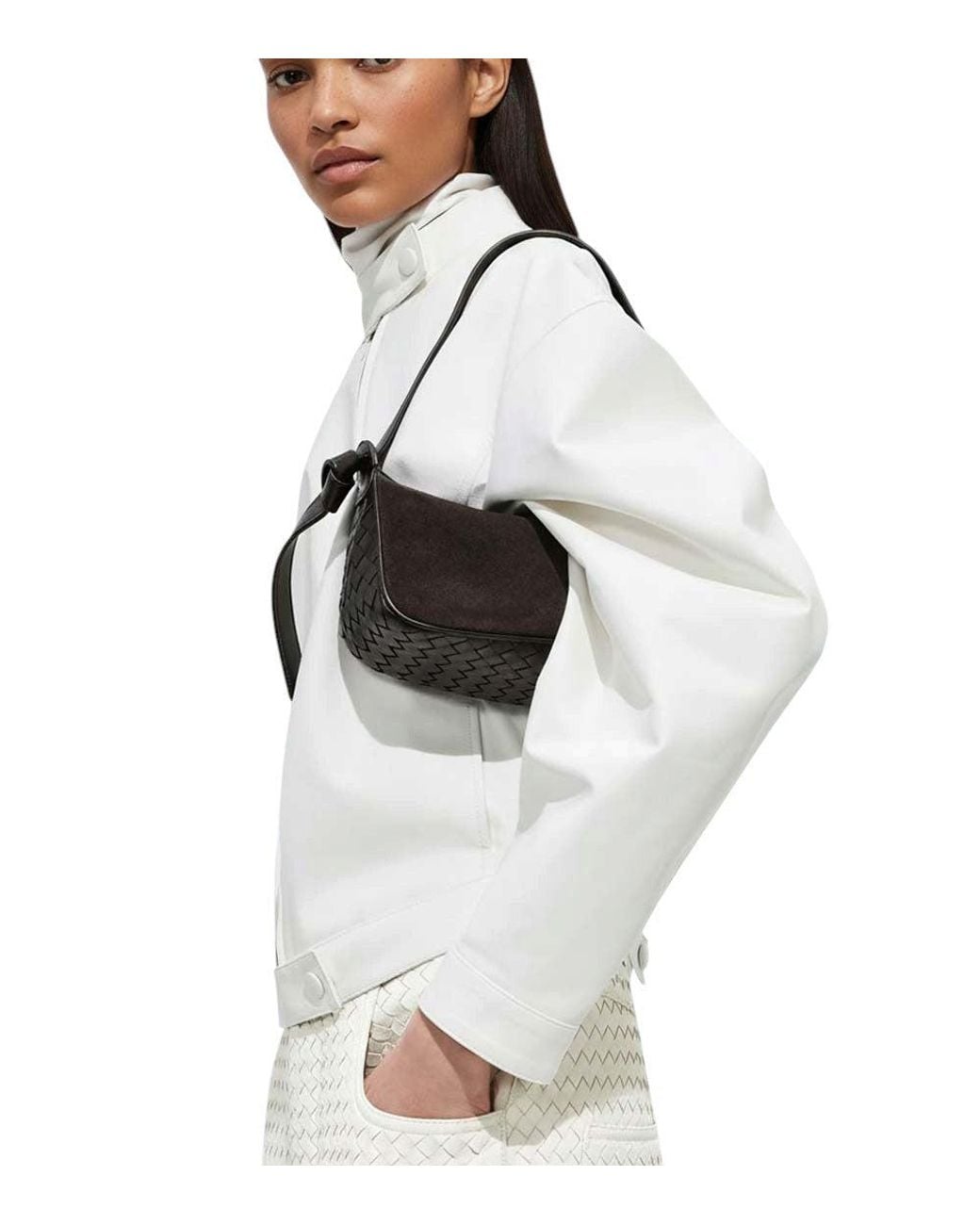 Bottega Veneta Brown Dark Nodo Small Shoulder Bag