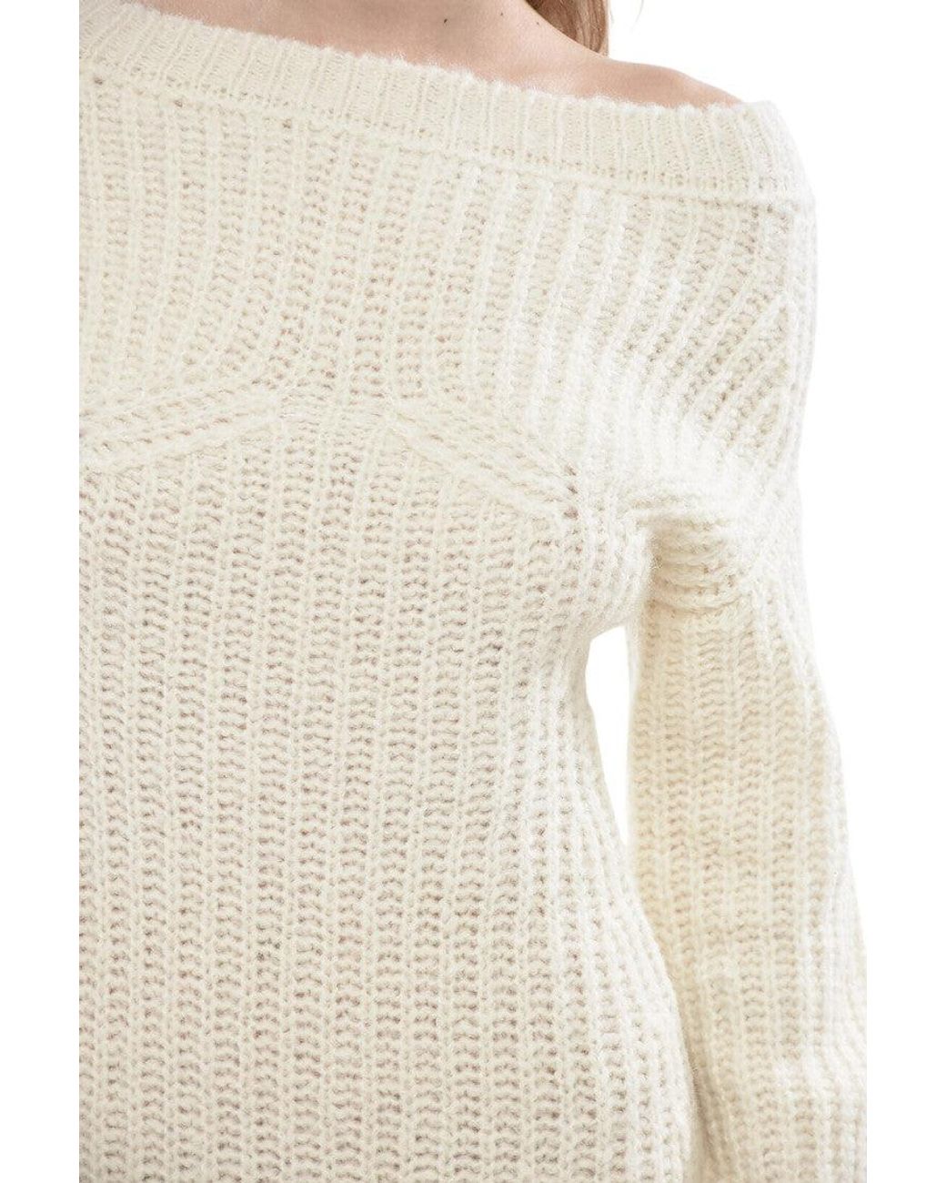 DSquared² Natural Knitted Off Shoulder Mini Dress