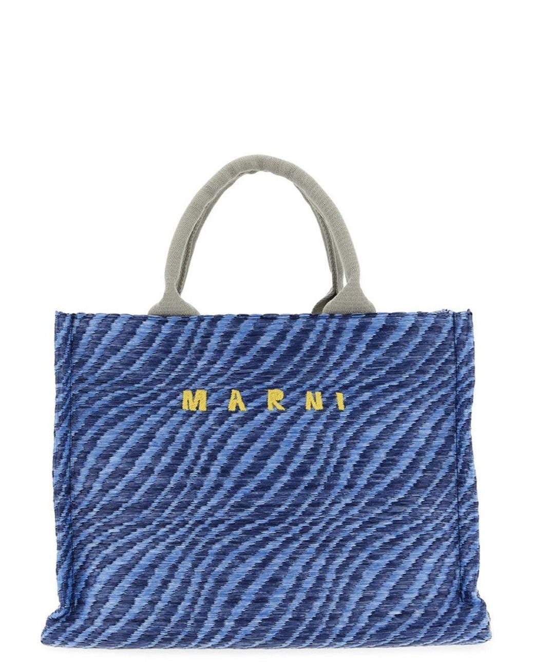 Marni Blue Logo Medium Tote