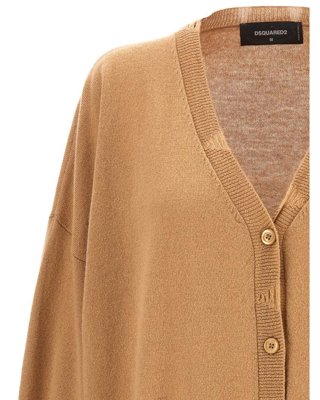 DSquared² Brown Solid V Neck Cardigan