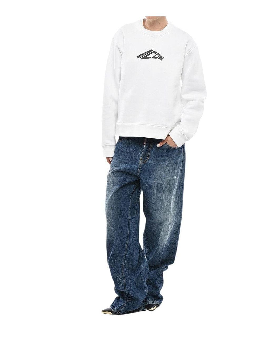 DSquared² White Logo Crew Neck Sweatshirt