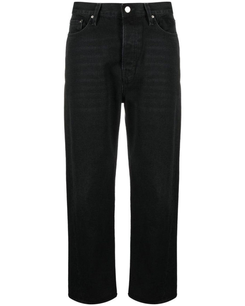 Totême Black High-Rise Straight-Leg Organic Cotton Jeans