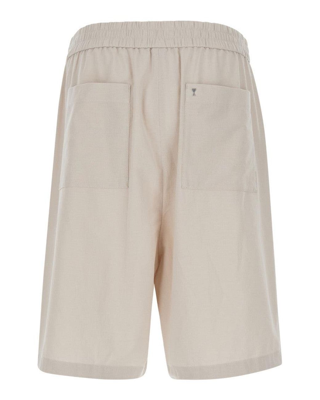 AMI White Light Elasticated Shorts for men
