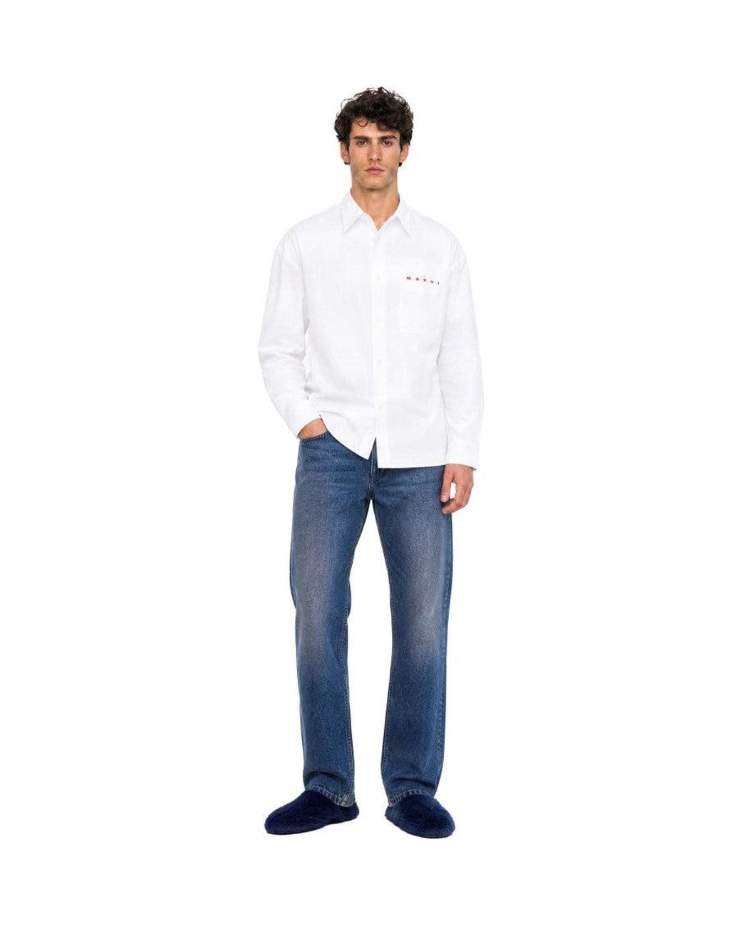 Marni White Relaxed Solid Shirt for men