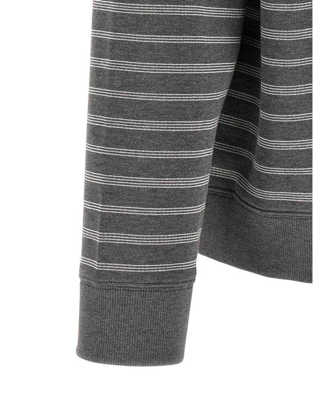 Miu Miu Gray Stripes Shirt Collar Sweatshirt