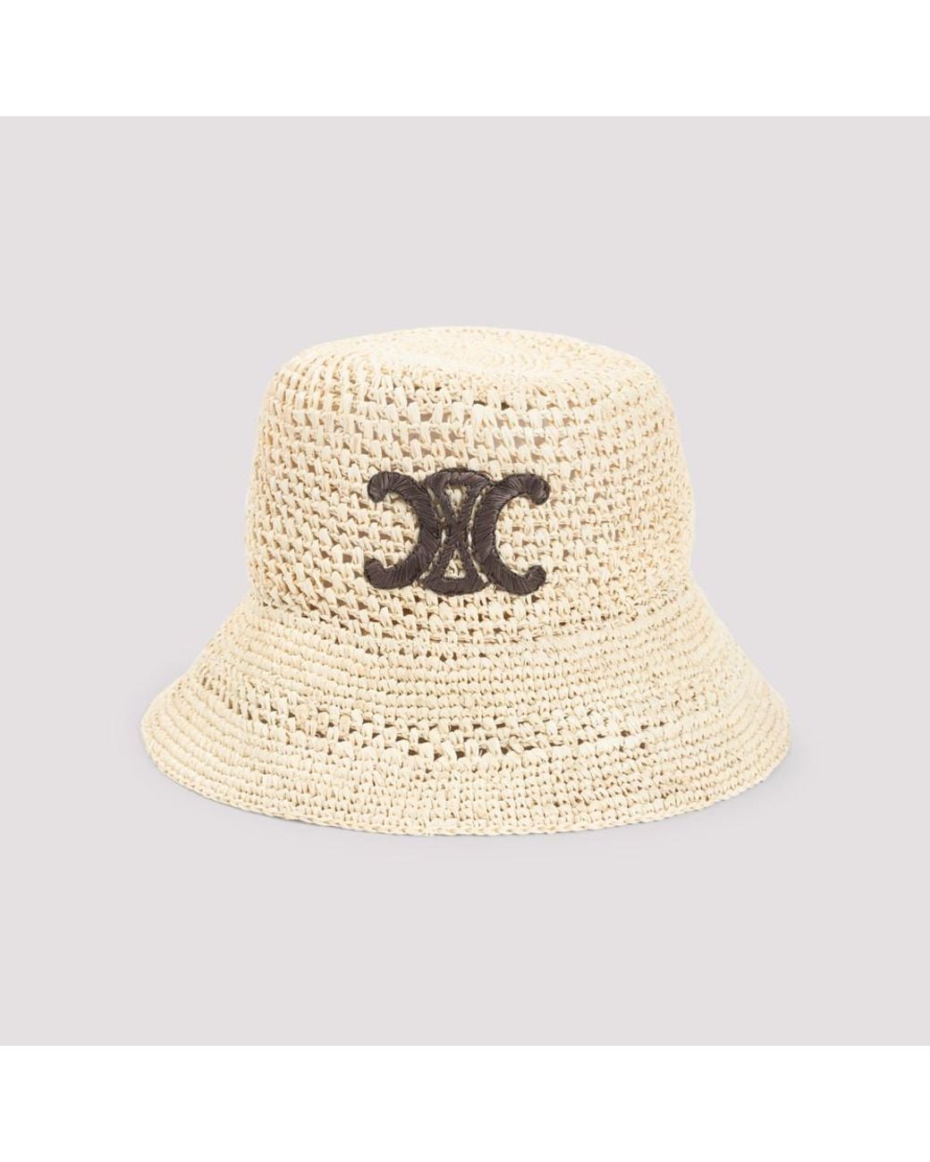 Celine Logo Bucket Hat in Natural | Lyst