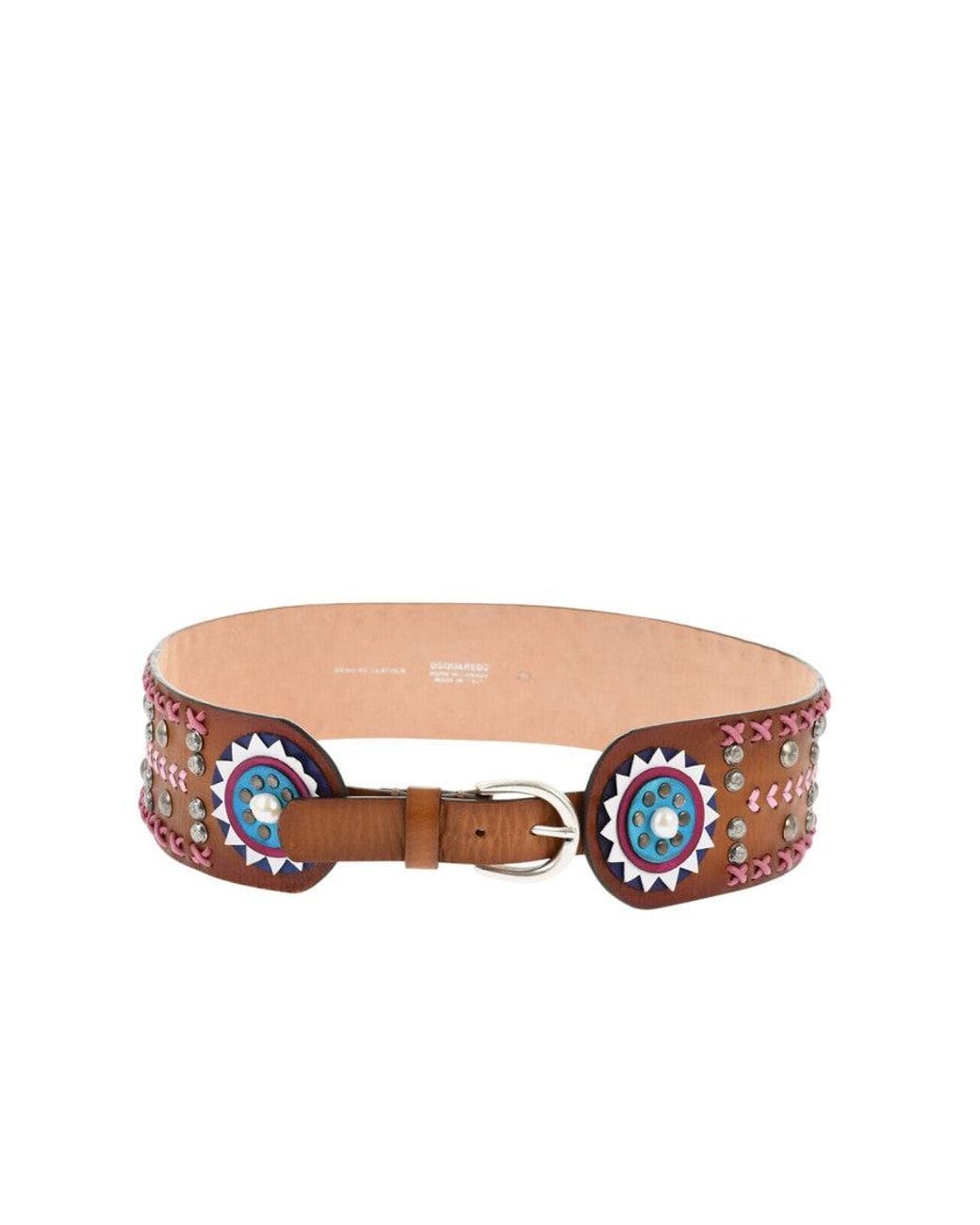 DSquared² White Embellished Belt