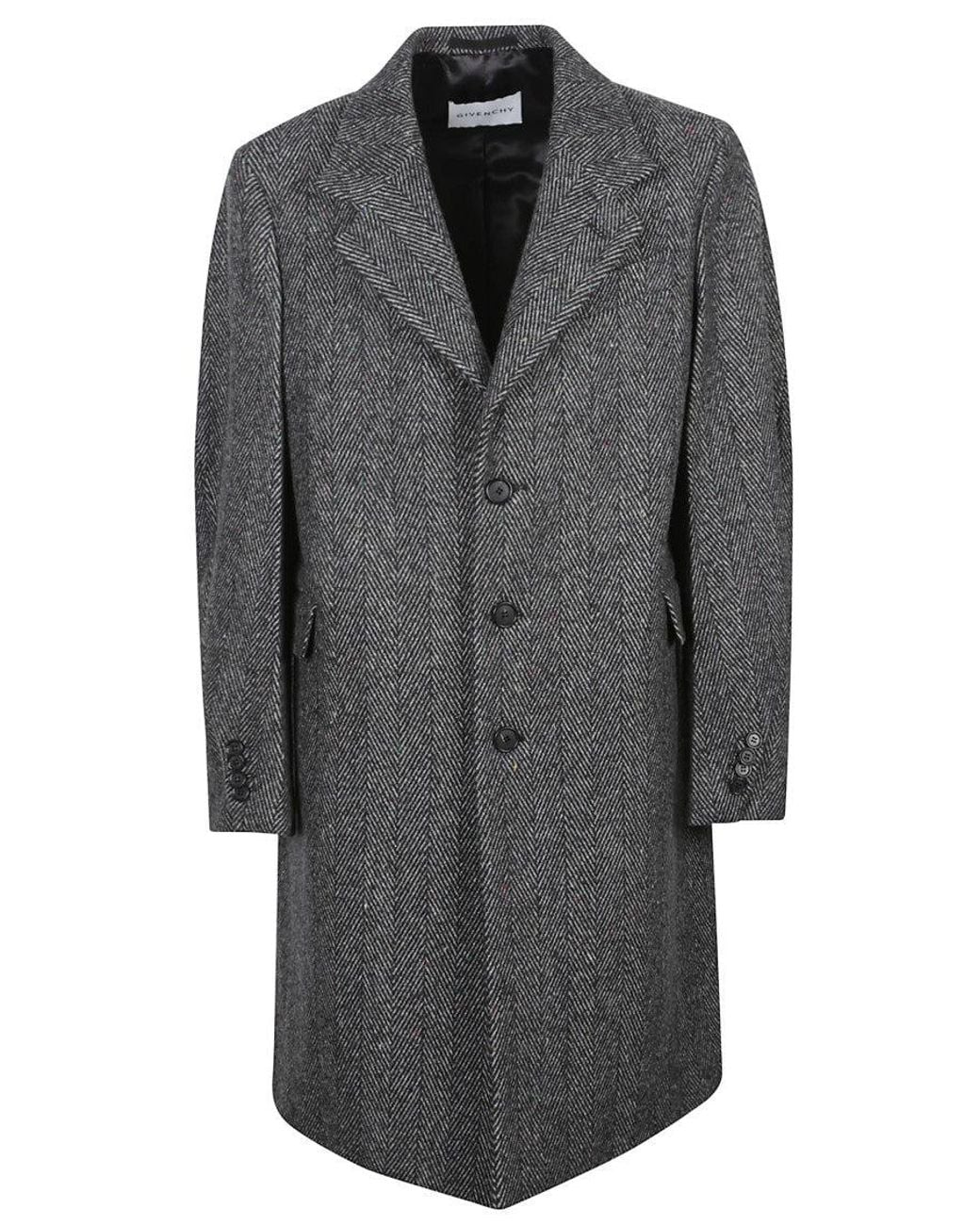 Givenchy Gray Herringbone Coat for men