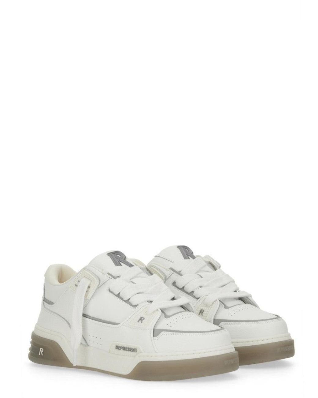 Represent White Solid Studio Sneakers for men