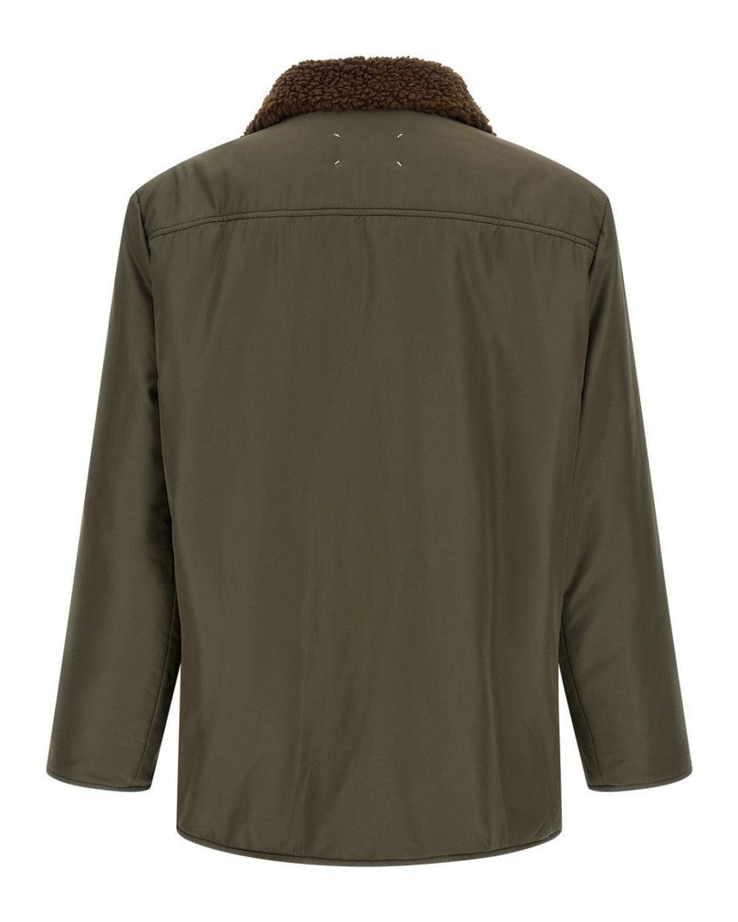 Maison Margiela Green Solid Shirt Collar Jacket for men