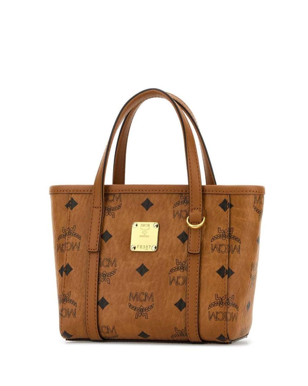 MCM Brown Toni Top Zip Mini Tote