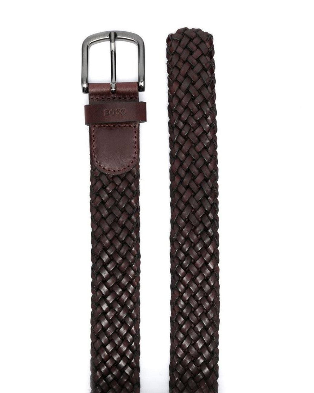 Boss Brown Dark Woven Buckle Belt for men