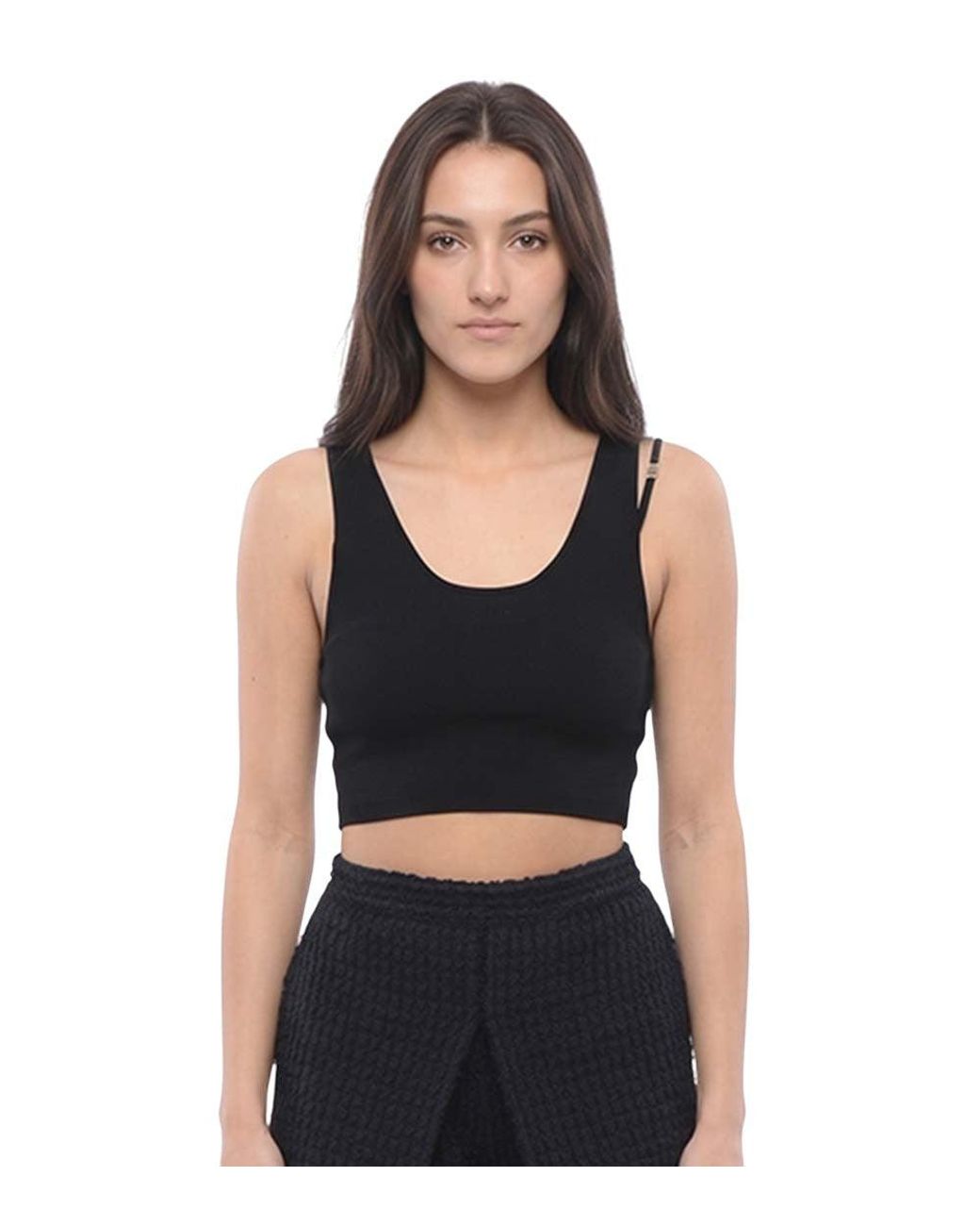 DSquared² Black Solid Scoop Neck Top