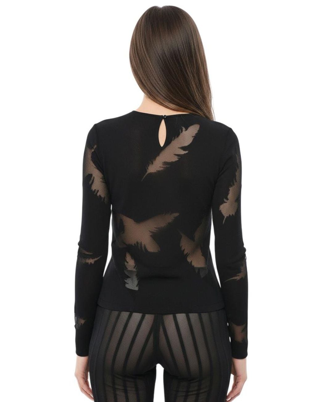 McQueen Black Abstract Crew Neck Top