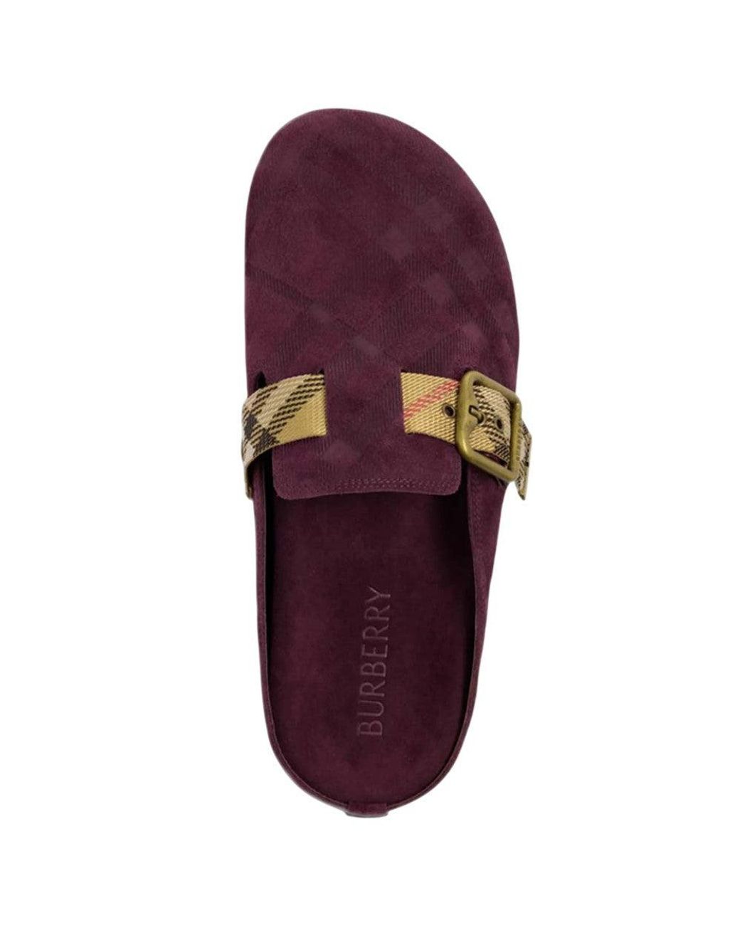 Burberry Purple Textured Check Slides