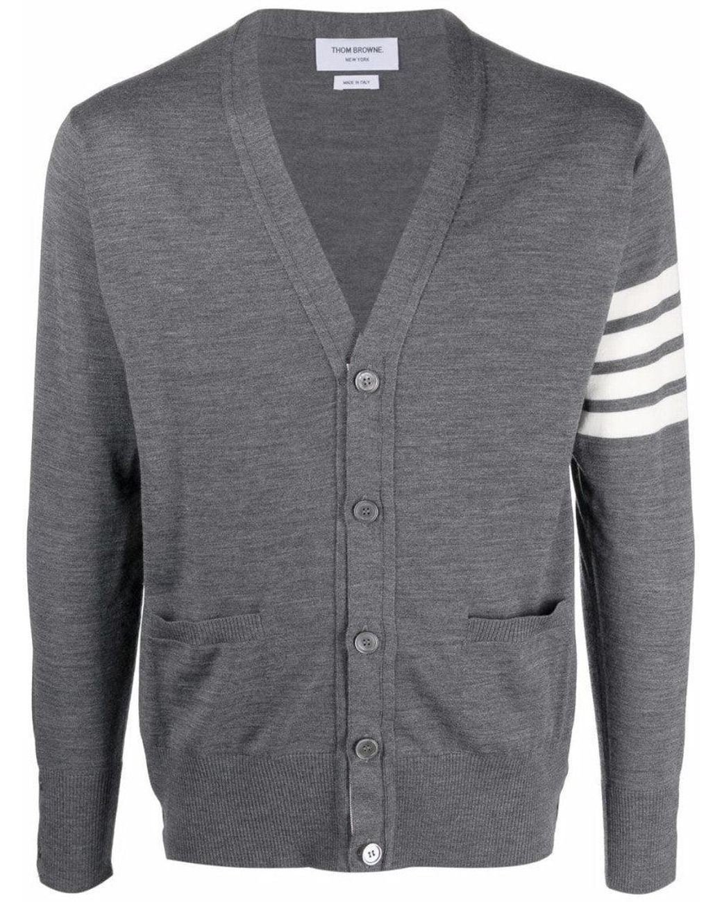 Thom Browne Gray Wool Cardigan for men
