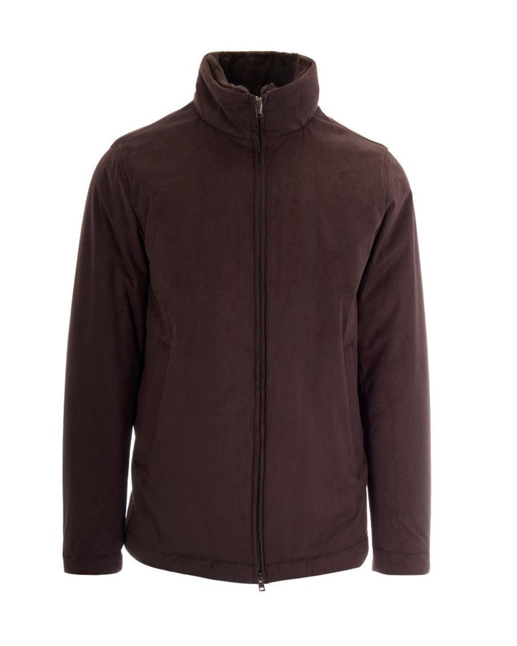 Herno Brown Dark Mock Collar Jacket for men