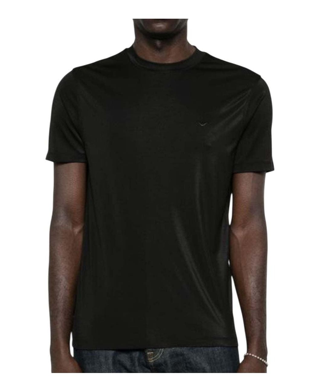 Emporio Armani Black Solid Crew Neck T-Shirt for men