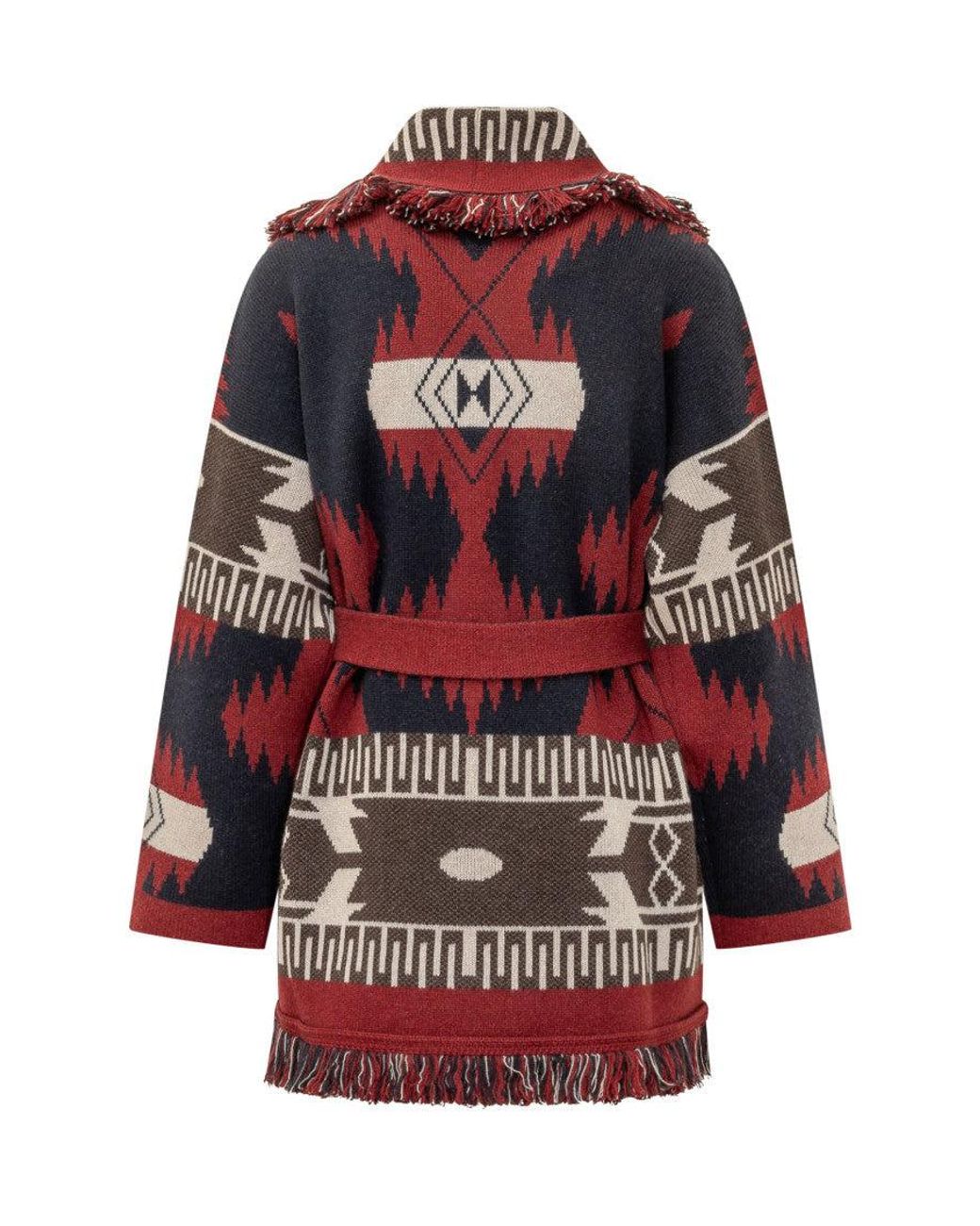 Alanui Red Geometric Shawl Lapel Cardigan