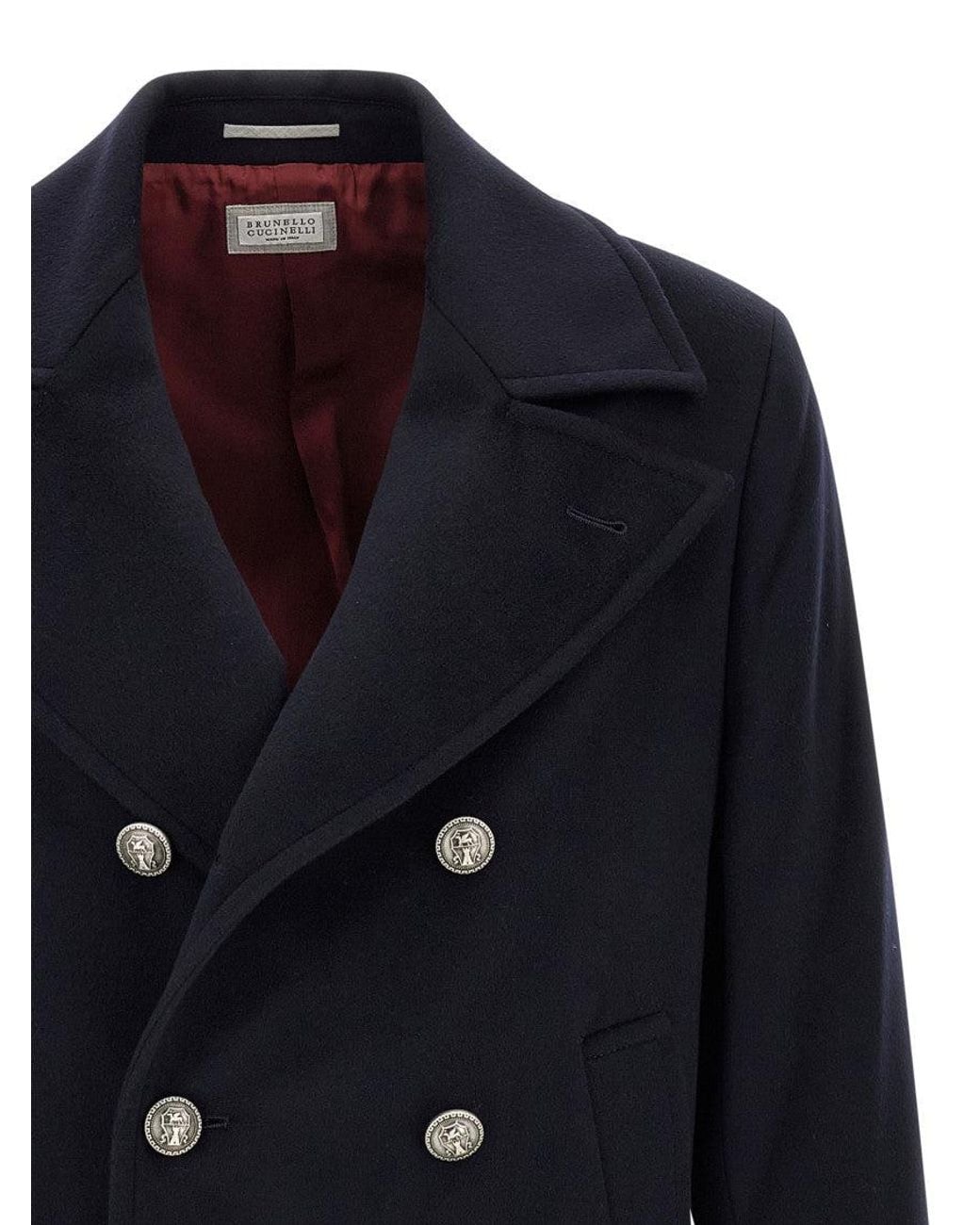 Brunello Cucinelli Blue Double Breasted Blazer for men