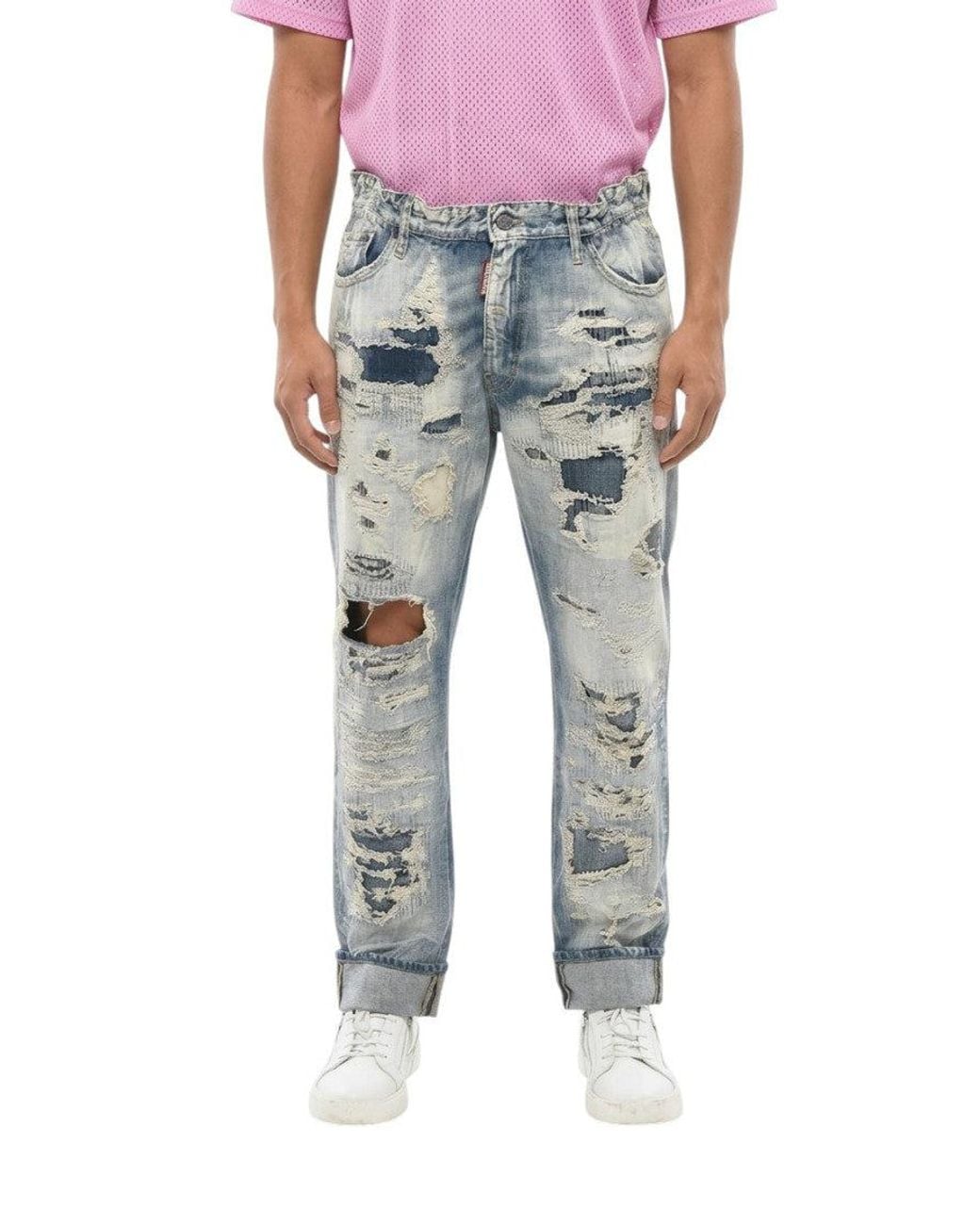 DSquared² Gray Distressed Jeans for men