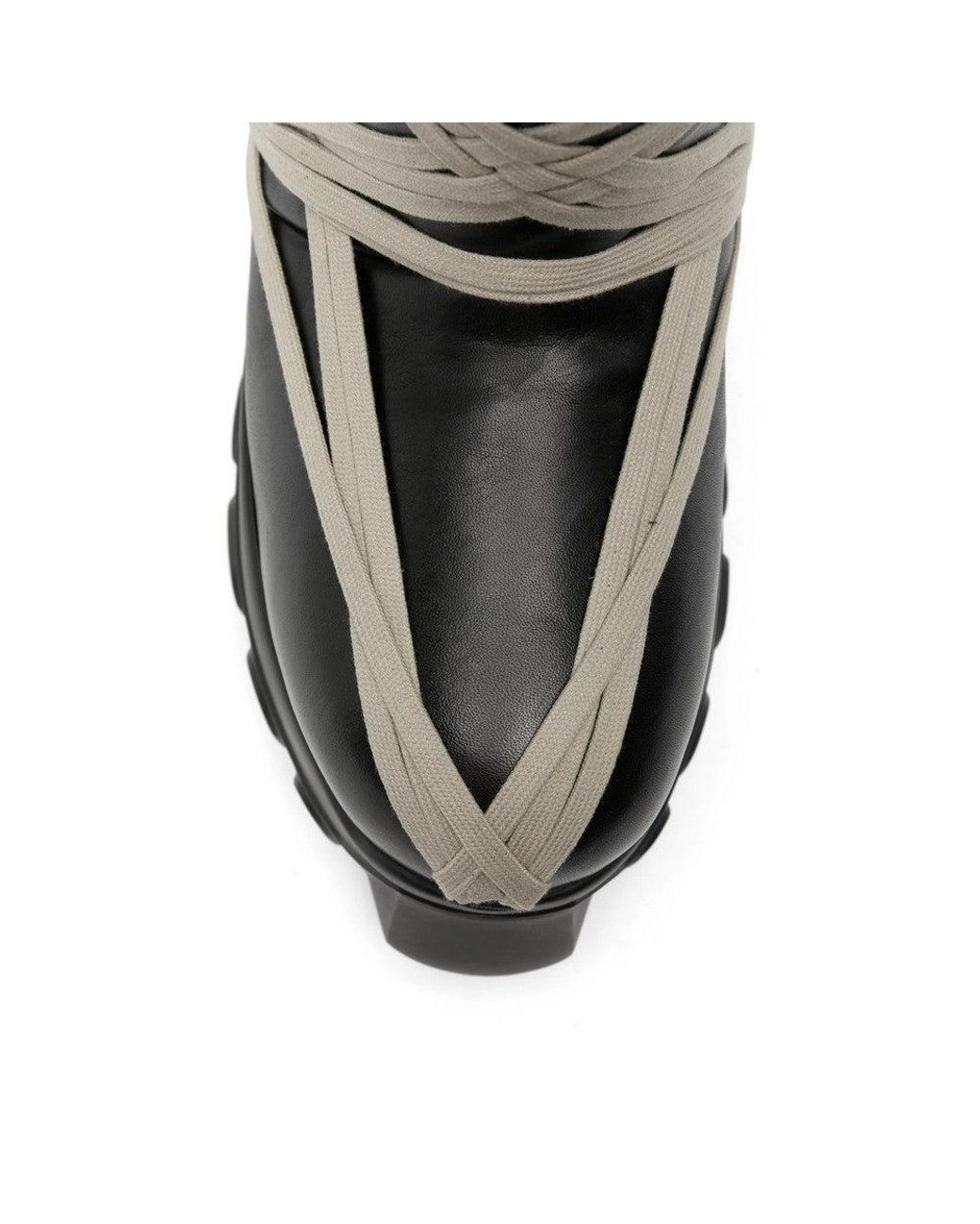 Rick Owens Black Megalace Leather Boots for men