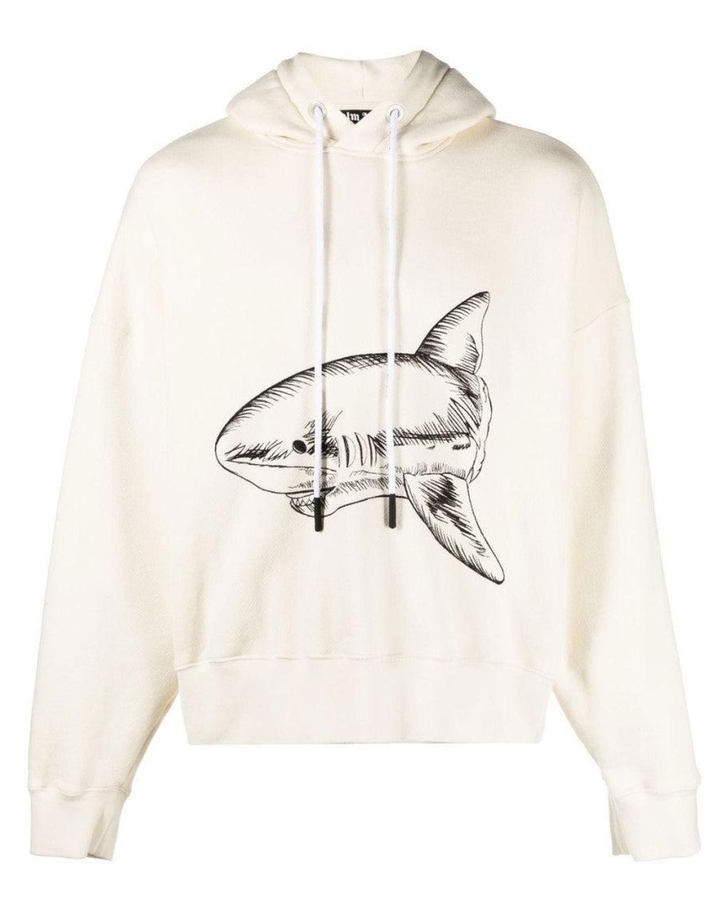 Palm Angels Natural Off Split Shark Cotton Hoodie for men