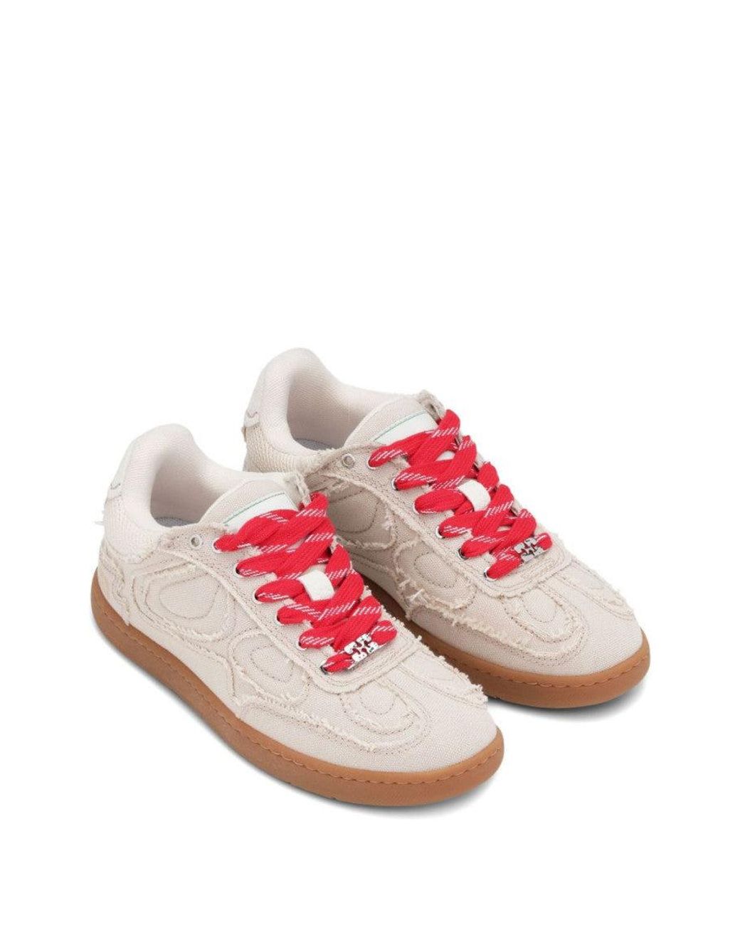 Ganni Pink Natural Lace Up Sneakers