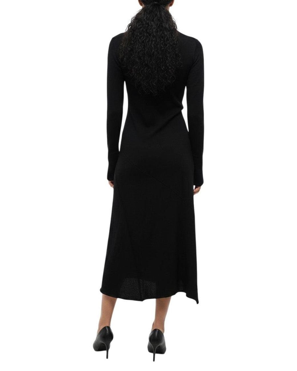 Jil Sander Black V Neck Midi Dress