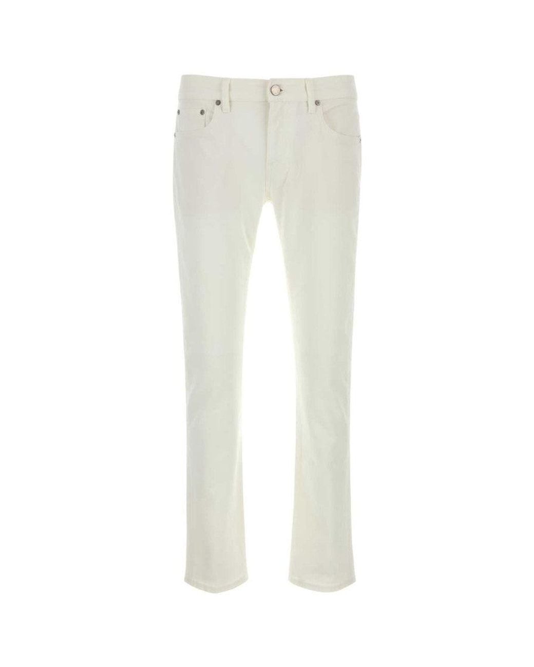 PT Torino White Mid Rise Jeans for men