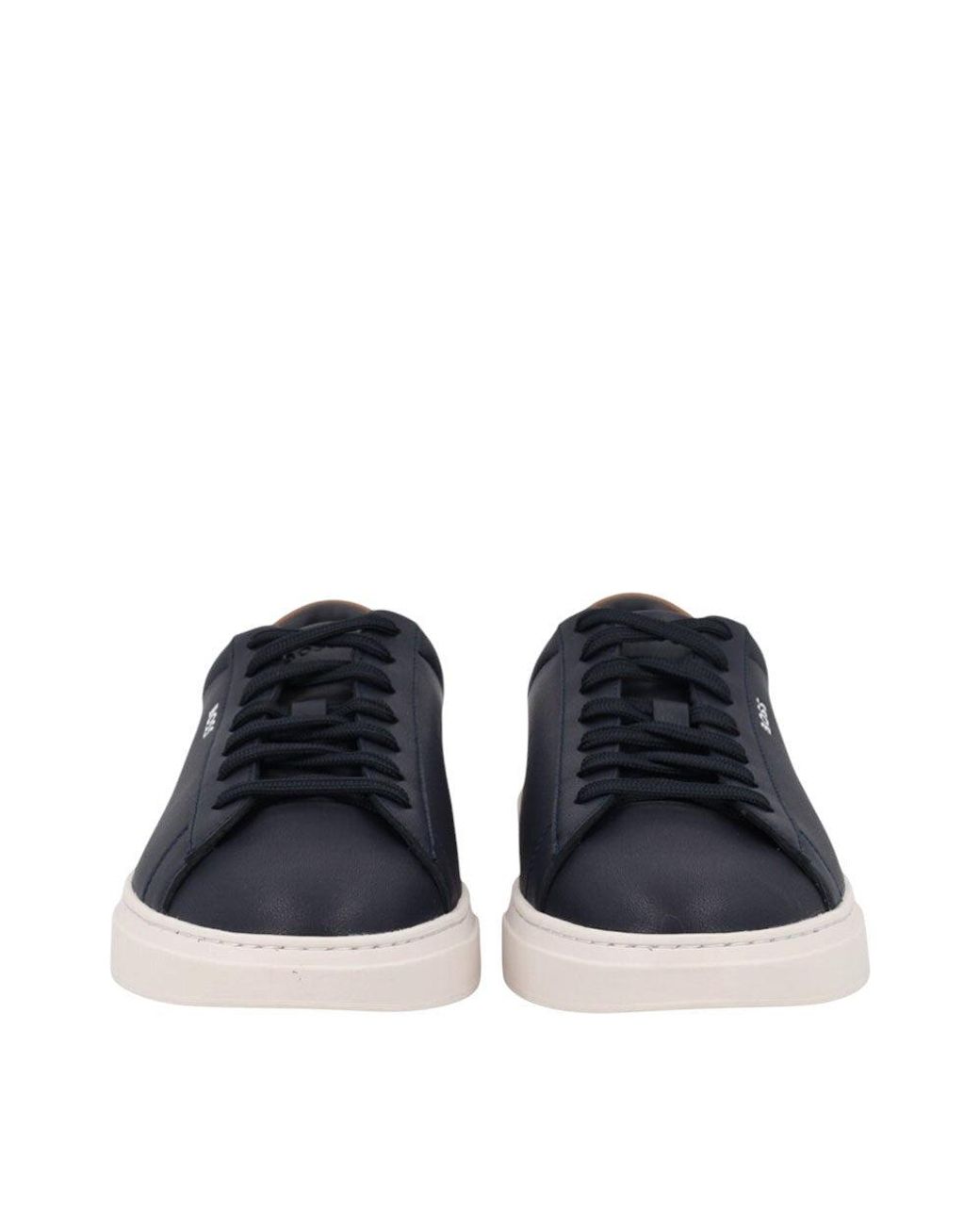 Boss Blue Logo Leather Sneakers for men