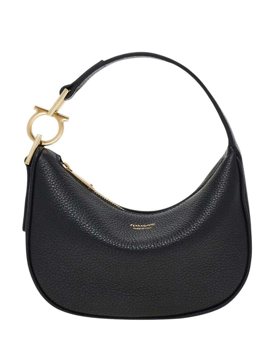 Ferragamo Black Logo Mini Hobo