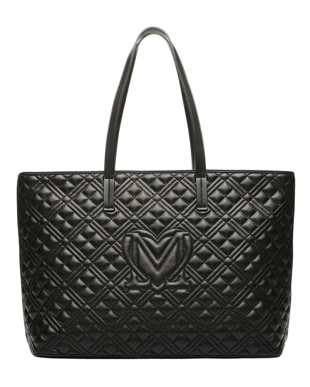 Love Moschino Black Log Top Zip Large Tote