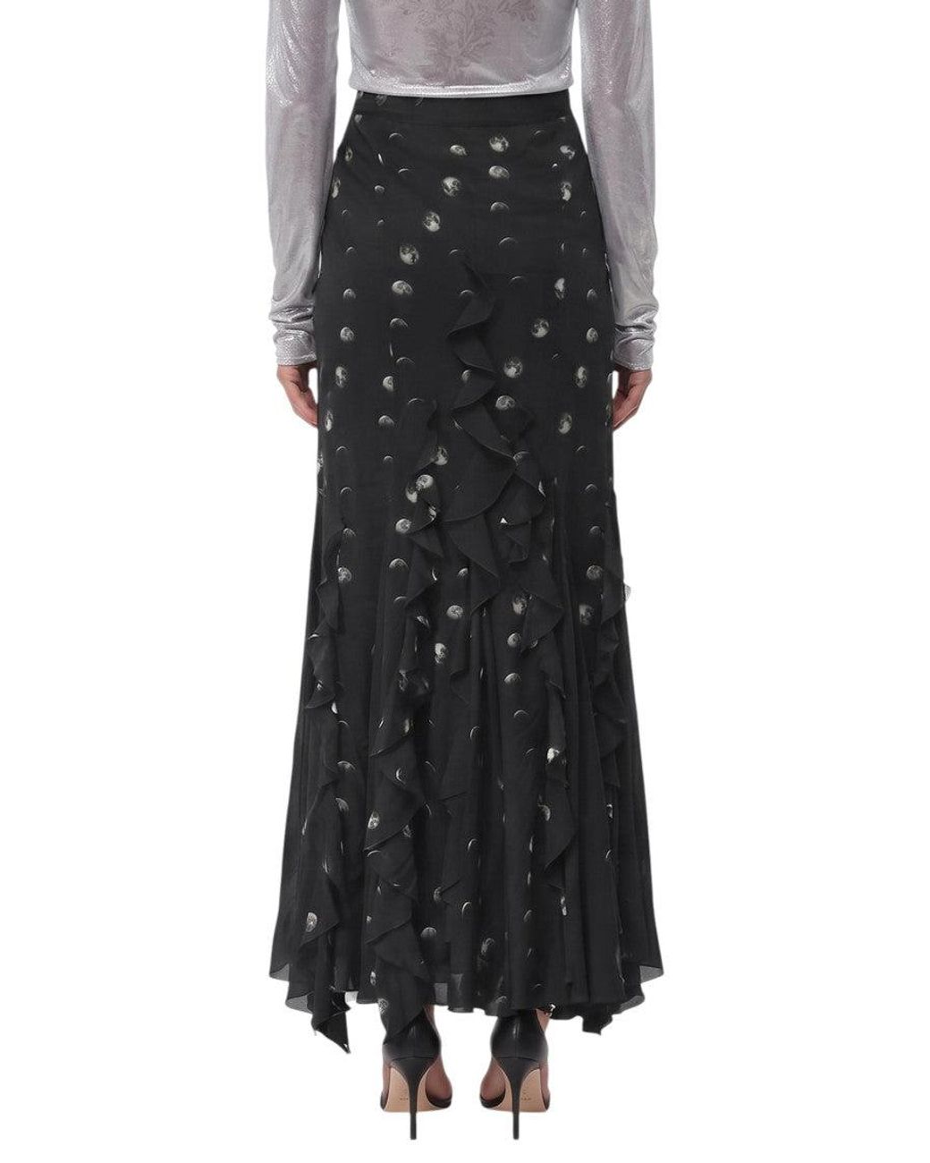 Off-White c/o Virgil Abloh Black Printed Calf Length Skirt
