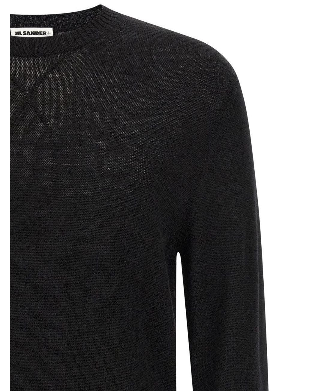 Jil Sander Black Logo Embroidery Sweater for men