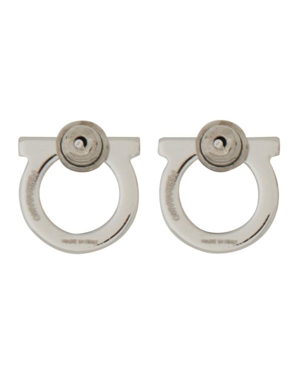 Ferragamo Metallic Gancini Logo Stud Earrings