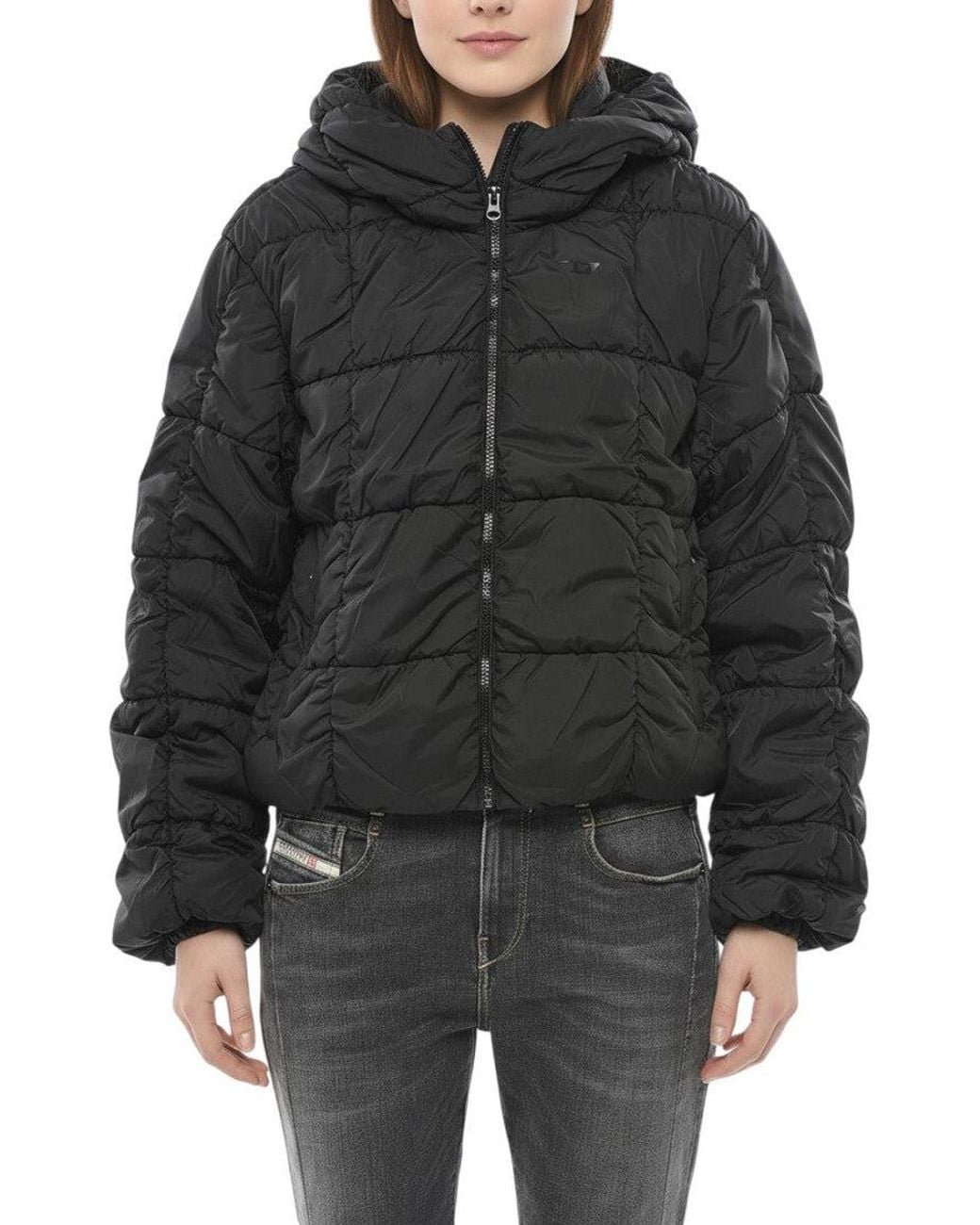 DIESEL Black Quilted Hood Jacket
