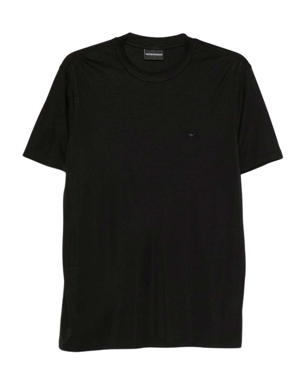 Emporio Armani Black Solid Crew Neck T-Shirt for men